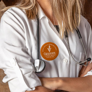 Custom Orange Veterinary School Graduation Party Button