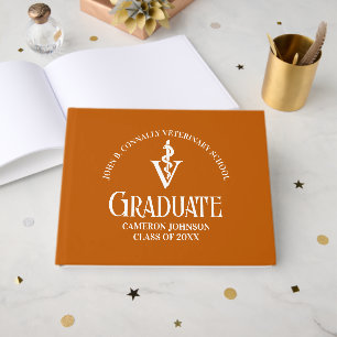 Custom Orange Veterinary School Graduation Party Gästebuch