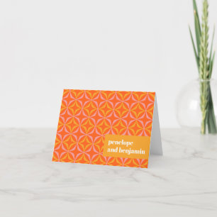 Custom Orange Yellow Retro Typografy Wedding Dankeskarte