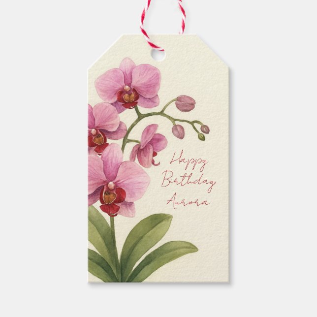 Custom Orchid Floral Gift Tag Geschenkanhänger (Vorderseite)