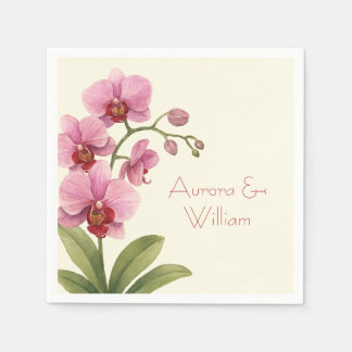 Custom Orchid Floral Paper Napkins  Serviette