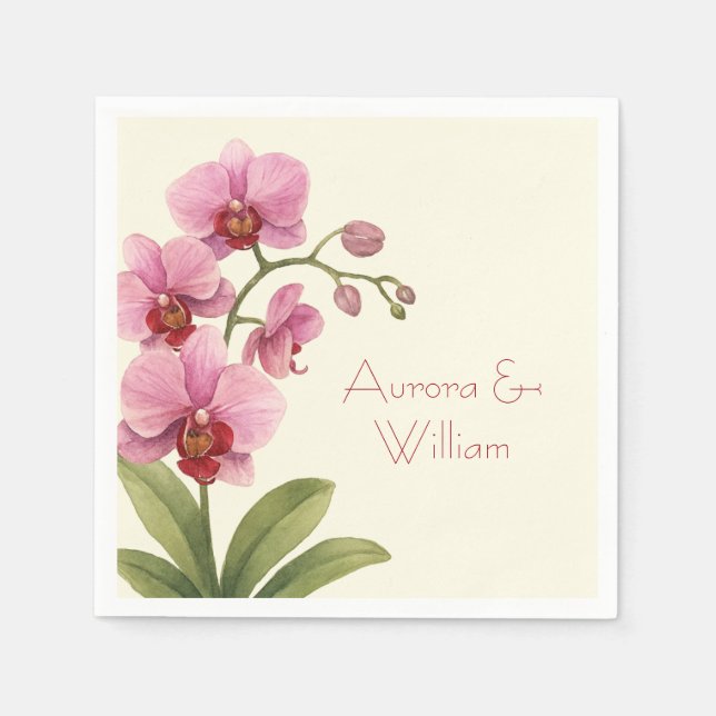 Custom Orchid Floral Paper Napkins  Serviette (Vorderseite)