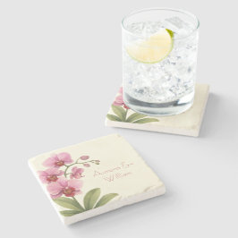 Custom Orchid Floral Stone Coaster Steinuntersetzer