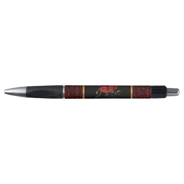 Custom Order Makeup Artist mit Leopard & Red Lips Kugelschreiber (Vorderseite)