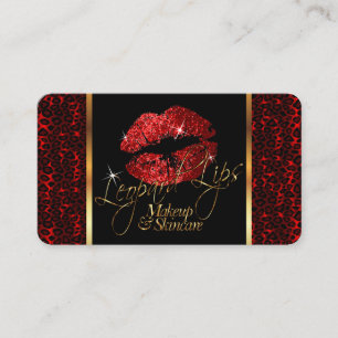 Custom Order Makeup Artist mit Leopard & Red Lips Visitenkarte