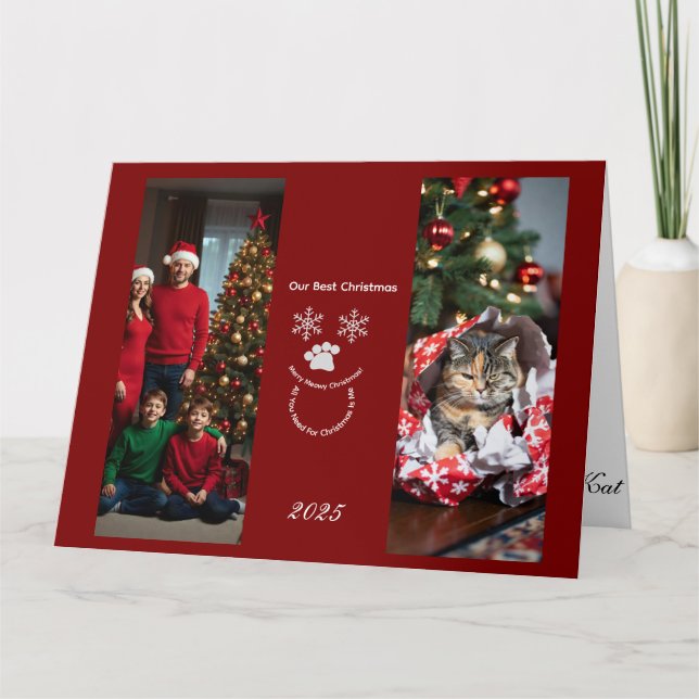 Custom Our Best Christmas ,Cat Photo  Karte (Vorderseite)