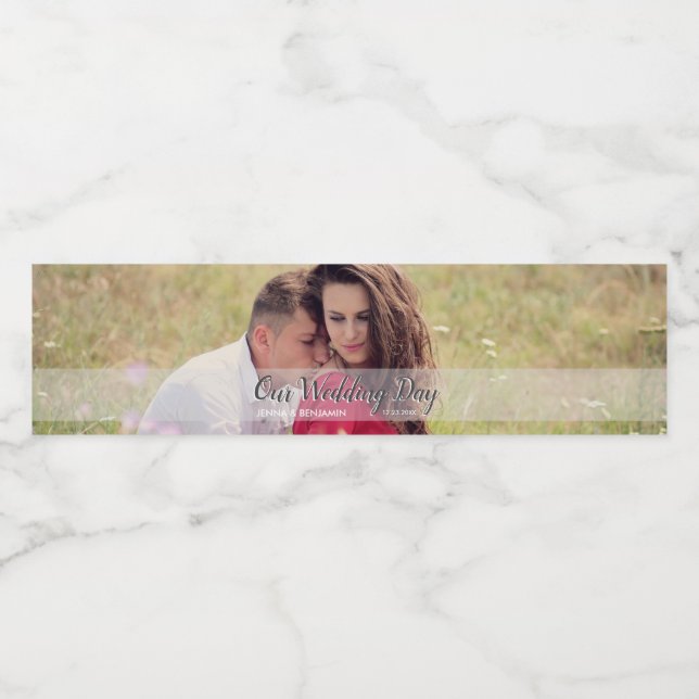 Custom Our Wedding Day Foto (Einzelnes Label)