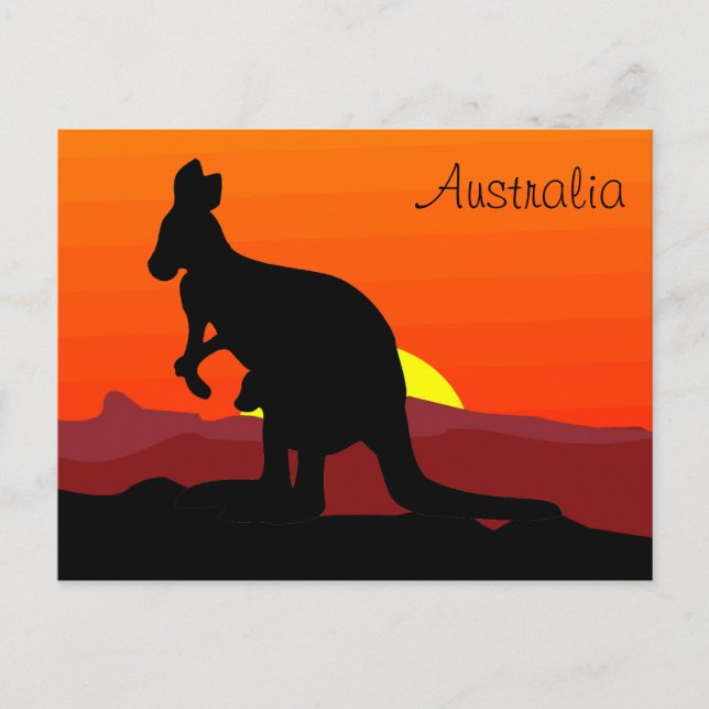 Custom Outback Australian Kangaroo bei Sunset Postkarte (Vorderseite)
