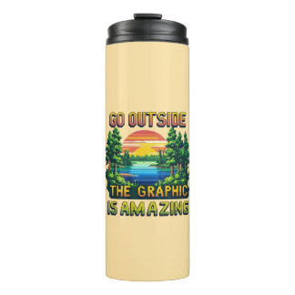 Custom Outdoor Nature Scene Pixel Art Graphic  Thermosbecher