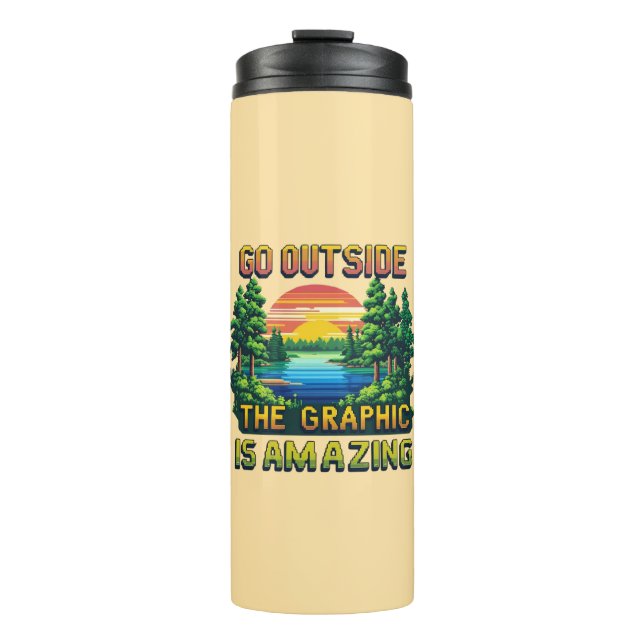 Custom Outdoor Nature Scene Pixel Art Graphic  Thermosbecher (Vorderseite)