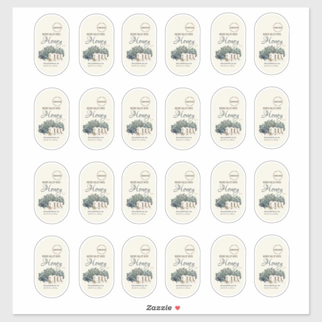 Custom Oval Sticker 12oz Honey Zylinder Honeydew (Blatt)