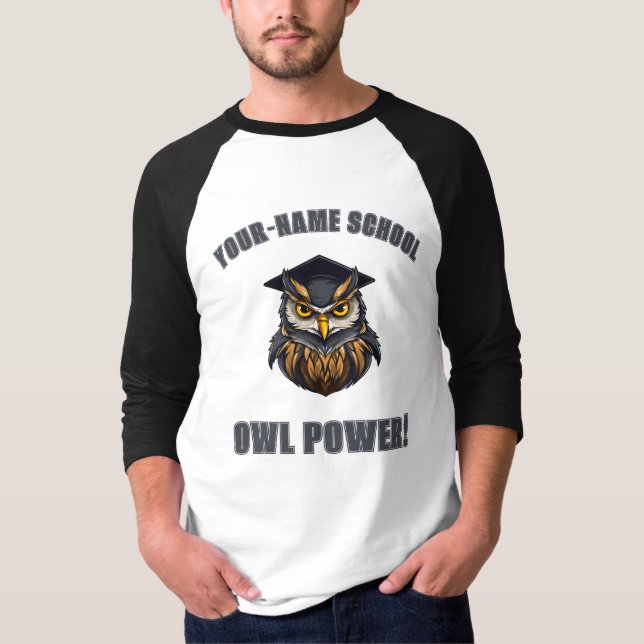 CUSTOM Owls Mascot | School Spirit Uni Team T-Shirt (Vorderseite)