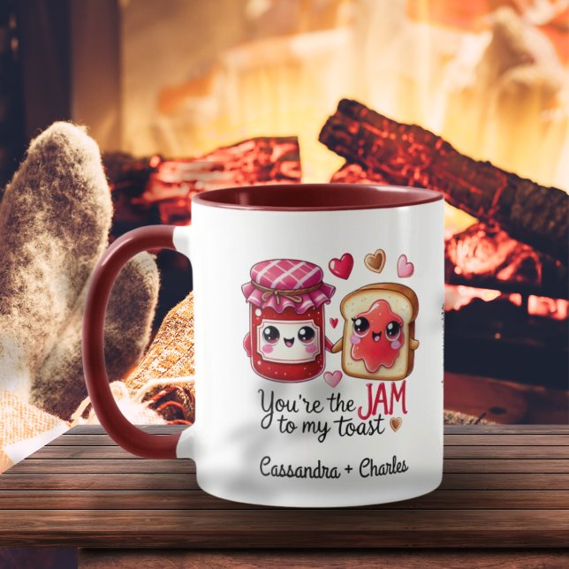 Custom Paares Funny Zitat "Jam to My Toast" Tasse (Custom Couples Funny Quote "Jam to My Toast" Mug)