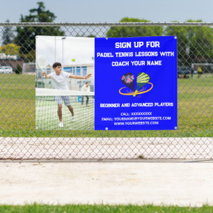 Custom Padel Tennis Coach Class Lessons Blue Banner