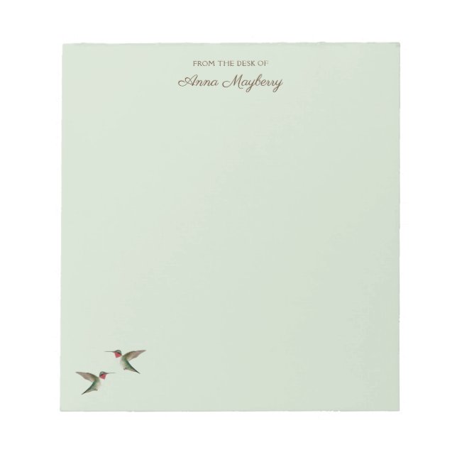 Custom Pale Green Hummingbird Notepad Notizblock (Vorderseite)