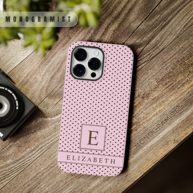 Custom Pale Pastell Pink Brown Polka Dot Case-Mate iPhone 14 Pro Max Hülle (Custom Pale Pastel Pink Brown Polka Dot Case-Mate iPhone Case)
