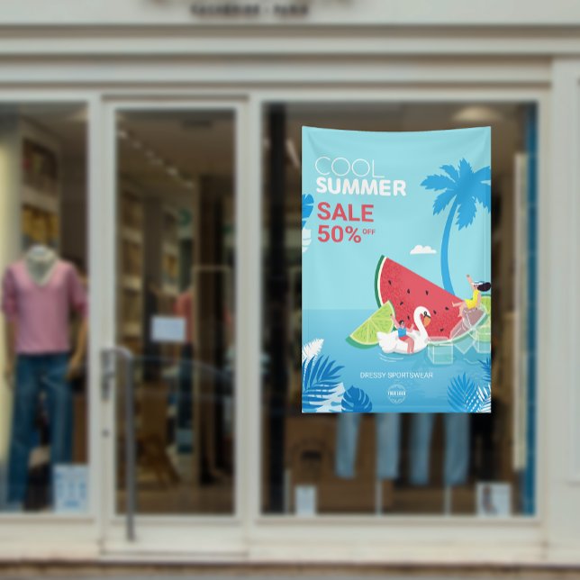 Custom PalmTree End of Season Sale Business Ads Banner (custom PalmTree WatermelonSummer Sale Business Ads Banner)