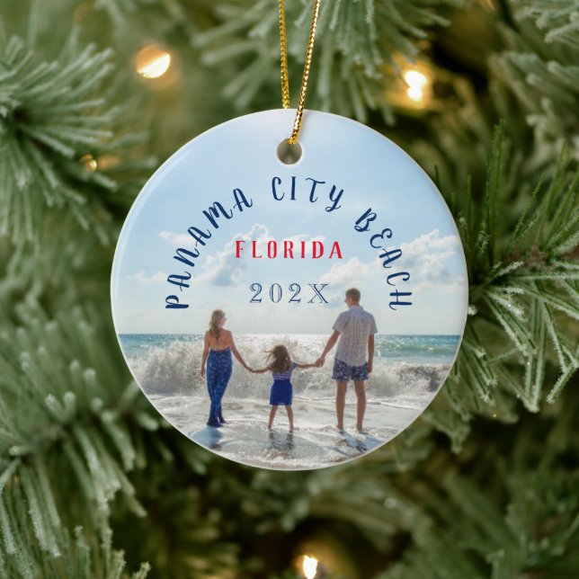Custom Panama City Beach Florida Reisen Souvenir Keramik Ornament (Baum)