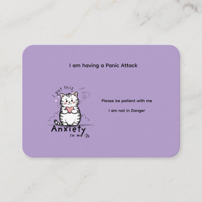 Custom Panic Attack Help Card  Visitenkarte (Vorderseite)