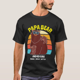 Custom Papa Bären Vater Kinder Namen Vintag Niedli T-Shirt