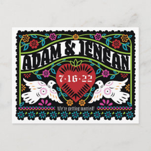 Custom Papado Picado Style Lovebirds Save the Date Ankündigungspostkarte