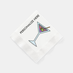 CUSTOM PAPER COCKTAIL NAPKINS - MARTINI DESIGN SERVIETTE