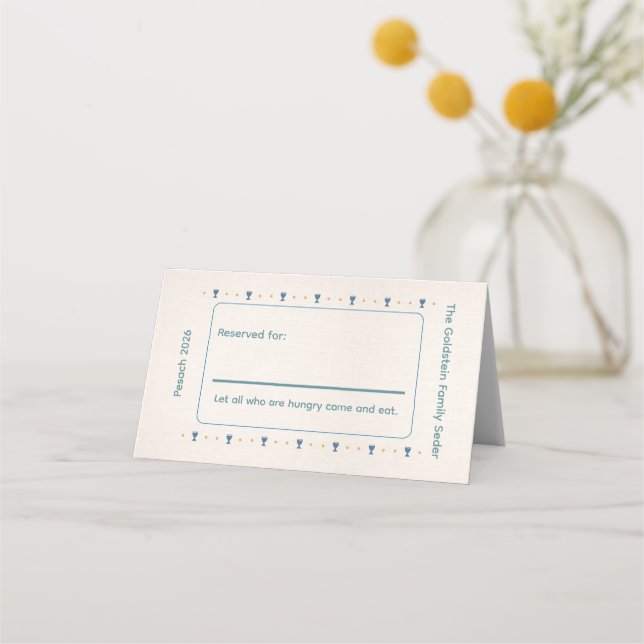 Custom Passover Modern Table Name Cards Platzkarte (Vorderseite)