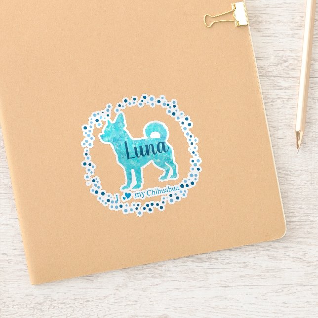 Custom Pastel blue chihuahua Silhouette sticker (Carnet)
