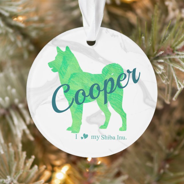 Custom Pastel Blue Shiba Inu Silhouette  Ornament (Baum)