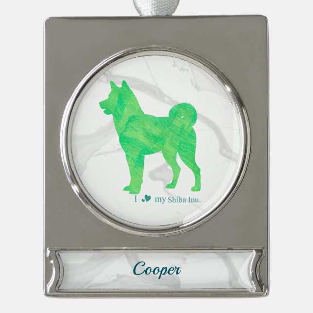 Custom Pastel Blue Shiba Inu Silhouette  Ornament (Vorderseite)
