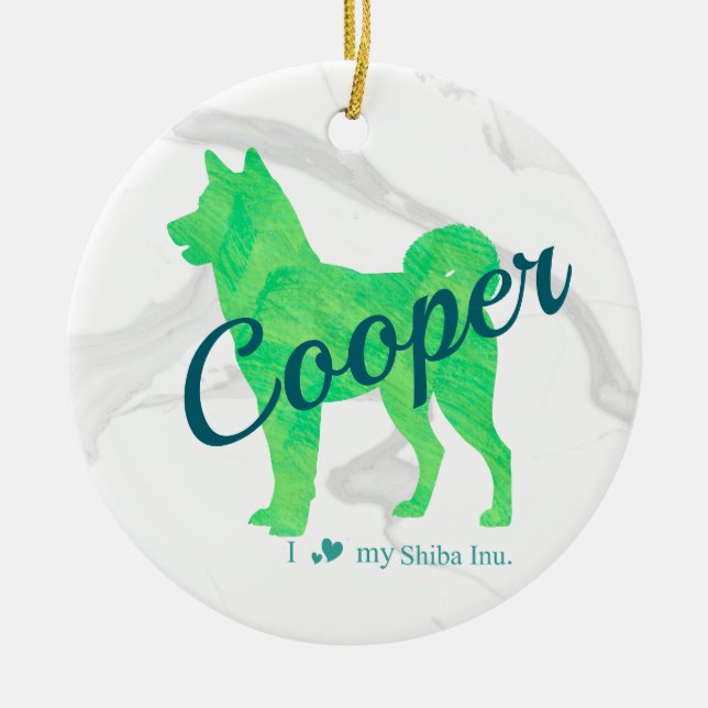 Custom Pastel Blue Shiba Inu Silhouette  Ornament (Vorne)