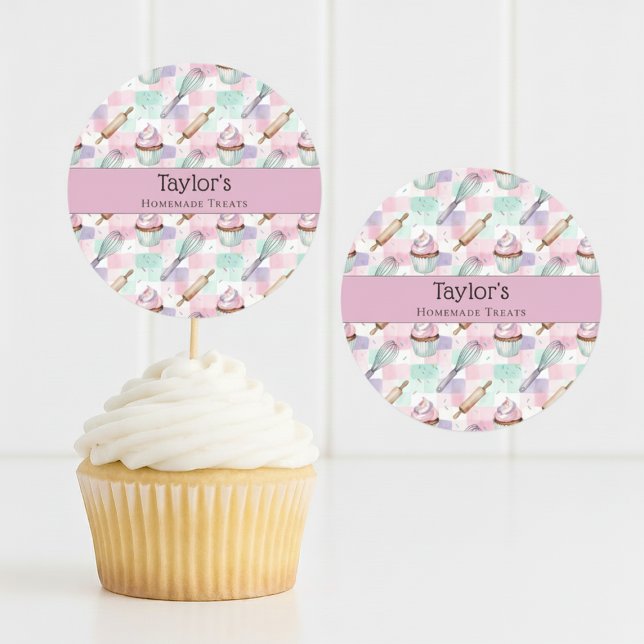Custom Pastel Cupcake Topper Name Sticker Sheet (Von Creator hochgeladen)