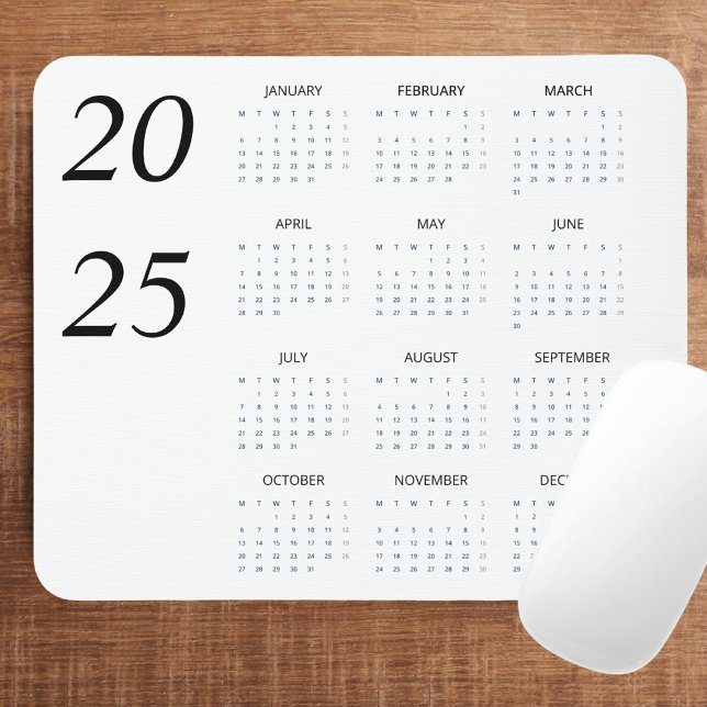 Custom Pastel Mint 2025 Calendar Mousepad (Von Creator hochgeladen)