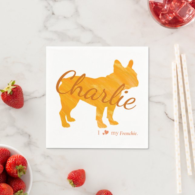 Custom Pastel Orange French Bulldog / Frenchie Serviette (Beispiel)