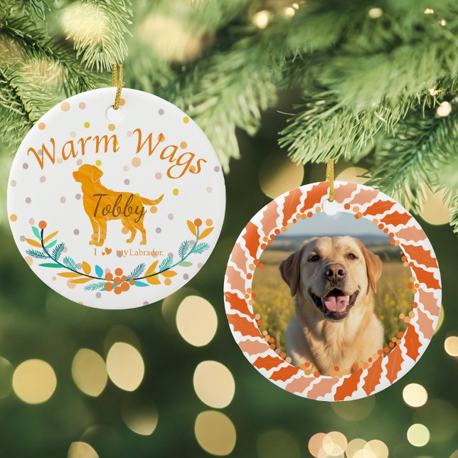 Custom Pastel Orange Labrador Retriever Christmas  Keramik Ornament (Von Creator hochgeladen)