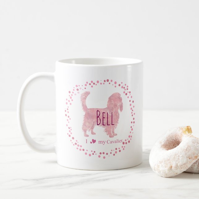 Custom Pastel pastel pink cavalier Silhouette mug  Kaffeetasse (Mit Donut)