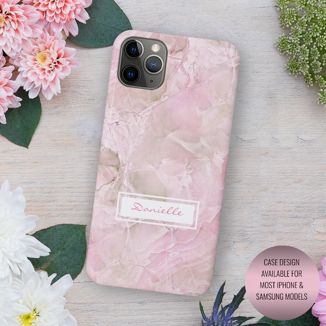 Custom Pastel Pink Gray Agate Marble Art Pattern Case-Mate iPhone Hülle (Von Creator hochgeladen)