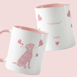 Custom Pastel Pink Labrador Retriever Valentine Tasse