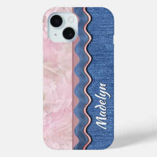 Custom Pastel Pink Marmor auf Denim Blue Jeans Case-Mate iPhone Hülle