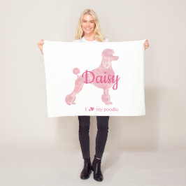 Custom Pastel Pink Poodle Silhouette Blanket Fleecedecke