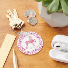 Custom Pastel Pink Poodle Silhouette  Keychain Schlüsselanhänger