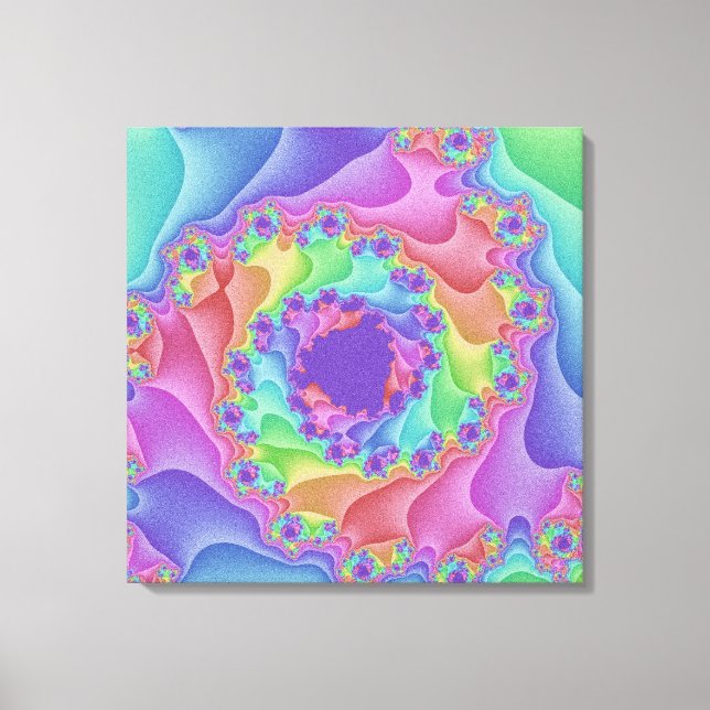 Custom Pastel Rainbow Spirale Leinwand Art (Vorderseite)