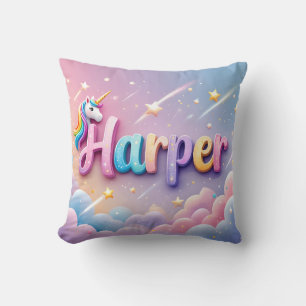 Custom Pastel Unicorn Name Pillow Kissen