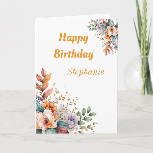 Custom Pastel Watercolor Frühlingsblumen Geburtsta Karte (Vorderseite)