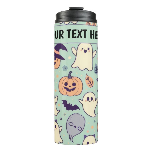 Custom Pastell Halloween Muster Spooky Ghost Thermosbecher (Vorderseite)