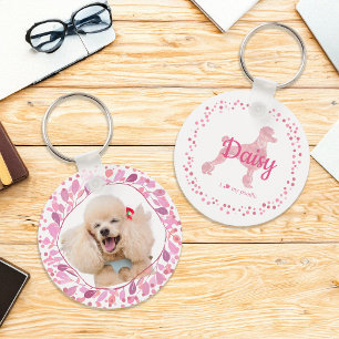 Custom Pastell Pink Poodle Silhouette Schlüsselanh Schlüsselanhänger
