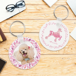 Custom Pastell Pink Poodle Silhouette Schlüsselanh Schlüsselanhänger