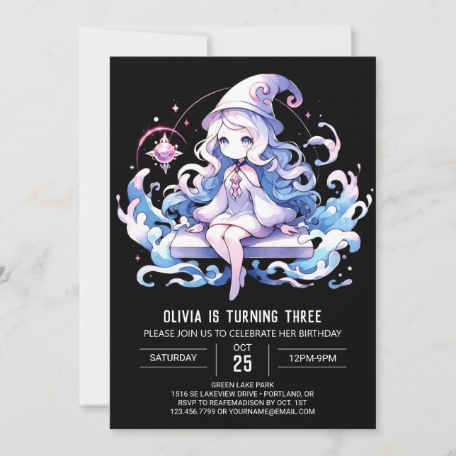 Custom Pastell Wizard Geburtstag Einladung (Vorderseite)