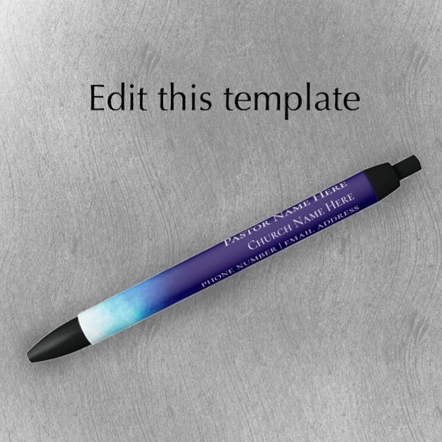 Custom Pastor Christlich Church Geschenk Förderung Kugelschreiber (Personalize this modern blue nebula custom promotional gift pen.)