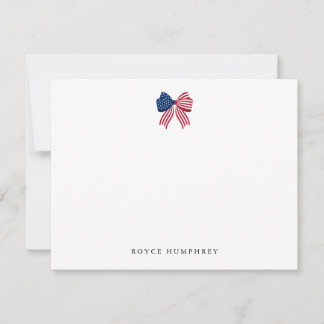 Custom Patriotic Bow Note Card Mitteilungskarte